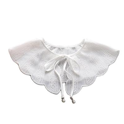 China All-Matching Collar Women's Fashion Neck Design Embroidered Bow Shawl Lace-up Fake Neck Accessories Shawl Eco-Friendly Shirt Collar for sale