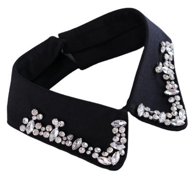 China Female Wholesale Rhinestone Beaded Acute Women's Shirt Detachable Collar Neck for sale