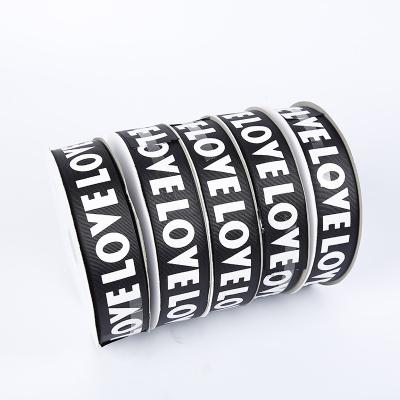 China Viable Fashion Printed Ribbon Black And White English Letter Printed Ribbon Custom Logo Printed Webbing Ribbon for sale