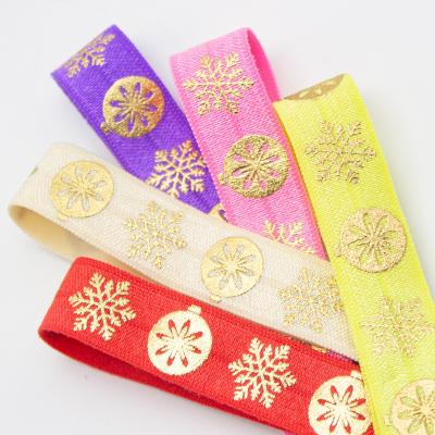 China 15 Mm High Quality Gilding Snowflake Elastic Waistband Customization Rubber Bands Printed Pleat Web Elastic Band 5/8 Inch for sale