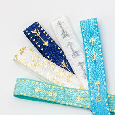 China High Quality Custom Printed Elastic To Fold Over Rubber Band For Hair Band 5/8