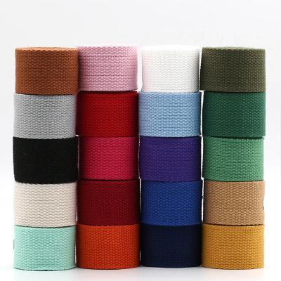 China Factory price 2.5/3.2/3.8/5 cm color cotton multi viable organic webbing webbing colorful band for handbags strap for sale