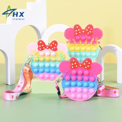 China 2022 Educational Funny Toy Relaxing Boobies Purse Trendy Toys Pops Up Purse Toys Push Money Bag Silicone Rainbow Popit Mickey Mouse Coin Purse noise for sale