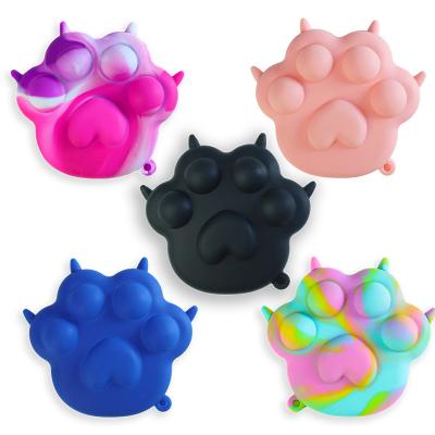 China Top Fashionable Rainbow Educational Silicone Squeeze Toy Cat Paw 3D Squishy Ball Kids Toy Ball Kids Noise Pushing Design Squishy Ball for sale