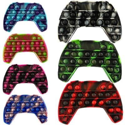 China 3D Gamepad Rainbow Silicone Stress Relief Stress Toy Push Up Compression Design Durable Pop Top Popping Multicolored Person Shaking Toys for sale