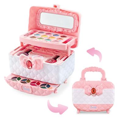 China New Style Environmental Material Princess Plastic Girls Pretend Makeup Bag Girls Play Real Makeup Box For Girls Pretend Play Makeup Set for sale