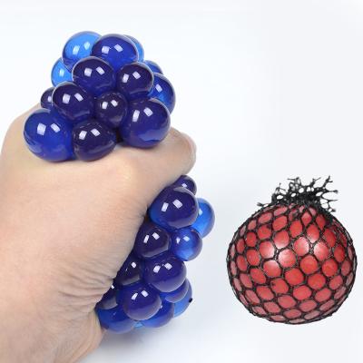 China Wholesale Soft Toy Sensory Compression Stir Squishy Pectin Prank Relaxation Toy TPR Gifts for Kids and Adult Grape Mesh Squishy Ball for sale