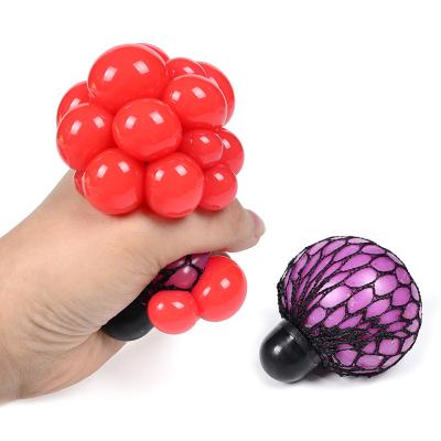 China Soft Toy Amazon Reliever Anti Trigger Squishy Toy TPR Fashionable Pectin Prank For Kids Mesh Grape Squishy Balls With Lid for sale