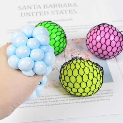 China New Soft Toy Reliever Autism Stir Relaxation Squishy Toy Colorful TPR Flour Prank To Children Squeezing Mesh Grape Balls for sale