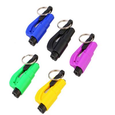 China ABS+alloy Emergency Tool Logo Printed Mini Emergency Tool 3 in1 car safety key chain hammer with key chain for sale