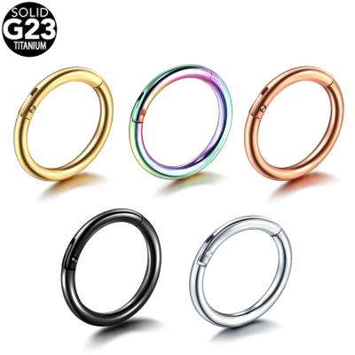 China FASHIONABLE Titanium Segment G23 14G 1.6MM Nipple Clicker Ear Cartilage Tragus Helix Hinged Lip Piercing Unisex Jewelry for sale