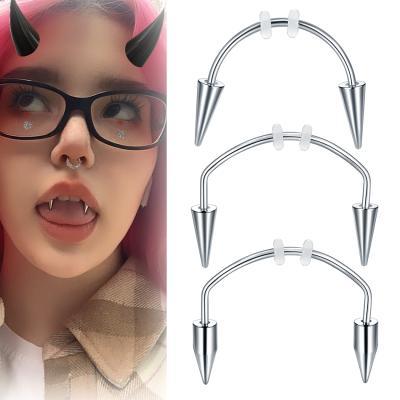 China Fashionable Nail Vampire Fangs Spike Lips C Rod Ring C Rod Stainless Steel Body Piercing Jewelry Lace Tooth Rings for sale