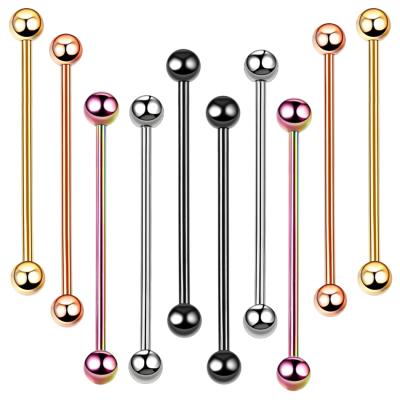 China FASHIONABLE G23 Titanium Industrial Barbell 34/36/38 mm Cartilage Ear Piercing Industrial Barbell 14G Earrings Body Piercing for sale