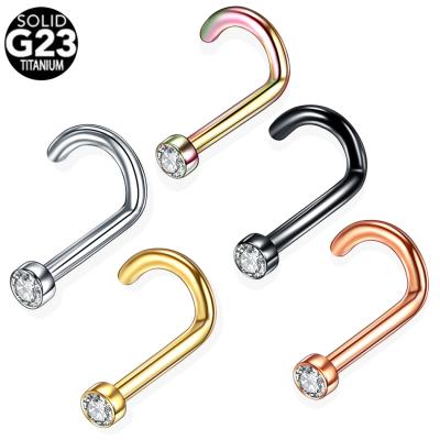 China FASHIONABLE 2MM Zircon Rhinestone Septum Nose Studs Titanium Nose Ring Piercing Nariz 18G /20G 6MM Body Jewelry for sale