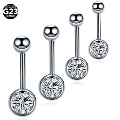 China FASHIONABLE 10Pcs Sell ASTM F136 Titanium G23 Belly Button Ring Single Gem Externally Threaded Belly Rings Body Jewelry for sale