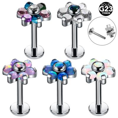 China FASHIONABLE Titanium Lip Ring Body Piercing Jewelry Crystal Earring Stud Labret Bar Cartilage 10pcs/lot Opal Flower Ear Tragus Helix for sale