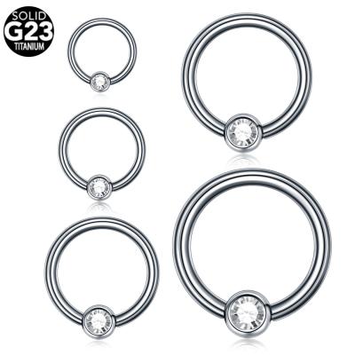 China TRENDY Titanium Captive G23 Bead Rings Rhinestone Nose Hoops Silver Tragus Piercing Daith Earrings 16G Helix Earring Body Jewelry for sale