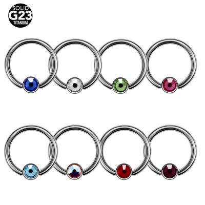 China FASHIONABLE Grade 23 Titanium Implant Captive Bead Rings With Nose Colored Flat Septum Ball CZ Cartilage Earring Piercing Jewelry for sale