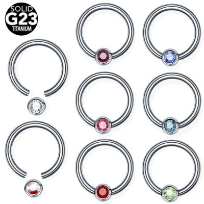 China 10 Pcs FASHIONABLE Colorful Gemmed Titanium Pearl Captive Rings For Nose, Ear Cartilage Lip Eyebrow Earrings Body Piercing Jewelry for sale