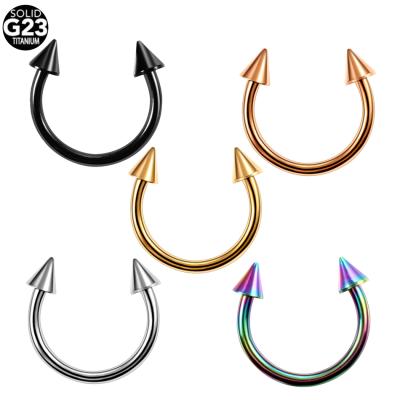 China G23 TRENDY Solid Titanium Daith Piercing Nose Rings Helix Earring Cartilage Body Piercing Jewelry Spike Horseshoe Septum Ring 16G for sale