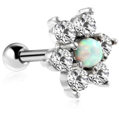 China TRENDY Flower Steel Ear Studs Cartilage Earrings Tragus Helix Piercing Jewelry 16G Crystal Ear Studs Lip Rings for sale