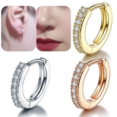 China FASHIONABLE Copper CZ Cartilage Helix Circle Piercings Nose Septum Circle Rose Gold Daith Rook Tragus Nariz Piercings Jewelry for sale