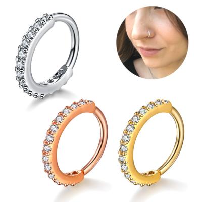 China Real FASHIONABLE Copper Septo Pierced Nose Rings Daith Cartilage Tragus Ear Septum Helix Piercing Clicker Rings Piercing Jewelry for sale