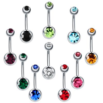 China Wholesale FASHIONABLE Stainless Steel Navel Piercing Double Gem Belly Button Ring Body Jewelry for sale