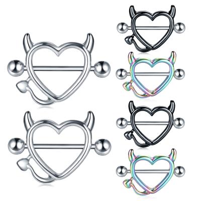 China Stainless Steel TRENDY Nipple Heart Barbell 14G Nipple Shield Ring Charming Nipple Rings For Women Body Piercing Jewelry for sale