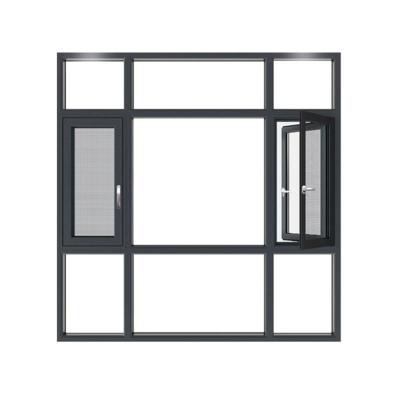 China French Simple Folding Screen Design Double Hung Black Aluminum Frame Casement Windows For Home With Security Grille for sale