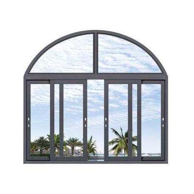 China Sliding Soundproo Modern Double Glass Thermal Break Aluminum Frame Sliding Glass Window for sale