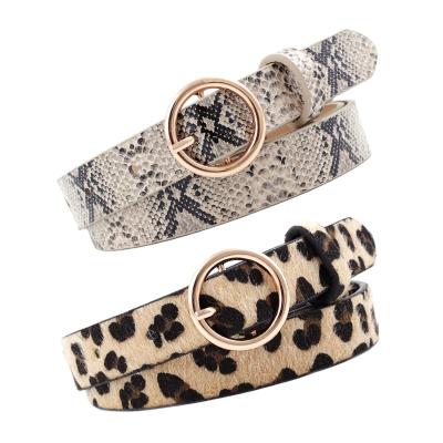 China New Flatback Amazon Hot Sale Design Fashion Round Buckle Leopard Stripe Snake Slimming Belt For Women for sale