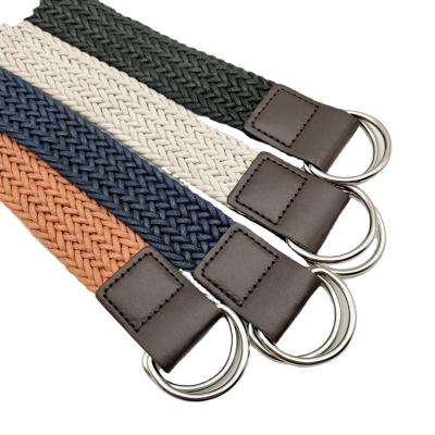 China Custom Cheap Price Famous Woven Men's Belt Elastic Cotton Flatback Braided Belts Men for sale