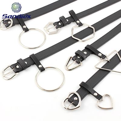 China Custom Hot Sale Flatback Black Leather Belts Buckle With Alloy Decor, Women Ladies Luxury Belt For Famous Dress for sale