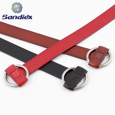 China New Design Custom Flatback Cow Hide Women Genuine Leather Belts for sale