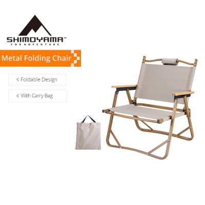 China Luxury Camping Chair SHIMOYAMA Outdoor Furniture Clamping Chair Wood Grain Aluminum Portable Folding Camping Chair for sale