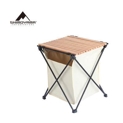 China Portable Table With Bag SHIMOYAMA Mini Folding Rolling Camping Organizer High Quality Portable Outdoor Picnic Coffee Table With Bottom Pocket for sale