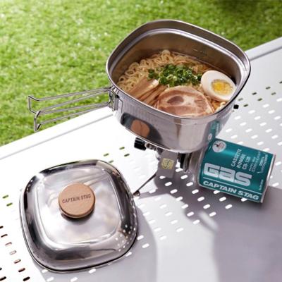 China SHIMOYAMA 2 or 3 Person Cookware Durable Stainless Steel Outdoor Hot Pot Cooking Pot with Long Handle and Draining Lid for sale