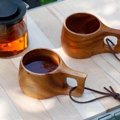 China SHIMOYAMA Eco-friendly Wood Cups Nordic Outdoor Portable Coffee Mugs Amazon Swietenia Mahagoni Wood Finland Cup Camping Drink Hot Cups for sale