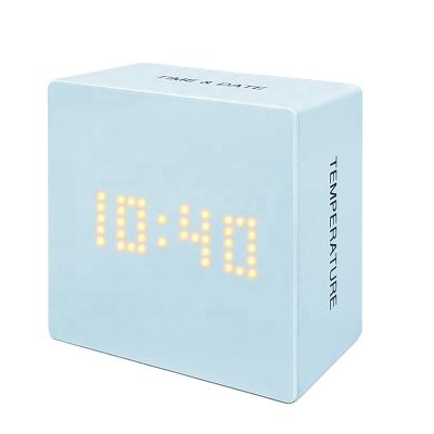 China Factory Wholesale Antique Design Patent Style Acoustic Control Feeling Four Sides Show LED Mini Alarm Clock for sale