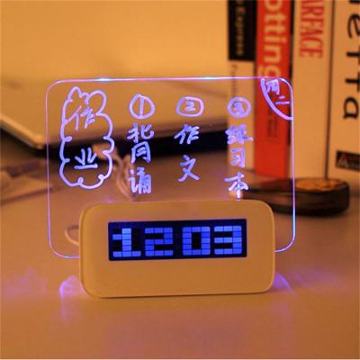 China New Designed Luminous Calendars Reminder Led Fluorescent Doodle Writing Message Note Board Digital Alarm Clock With USB 4 Port for sale