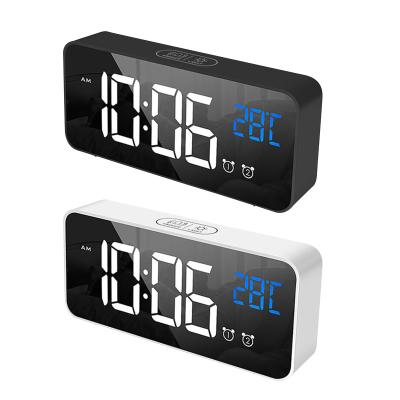 China LUMINOVA LED Mirror Alarm Clock Digital Table Clock with Nap Function USB Rechargeable Clocks, Four Brightness Levels Adjustable Dimmer for sale