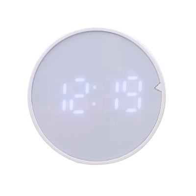 China LUMINOVA Round Led Electronic Cute Gift Temperature Mirror Alarm Clock Desk Clock Digital Pendulum for sale