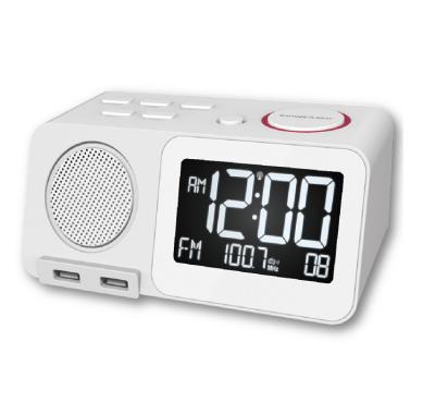 China Desktop Nap Radio Digital Led Alarm Clock With FM Radio With USB Charging Ports for sale