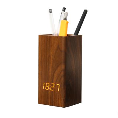 China WC104 Calendars Pen Holder Japanese Nixie Tube Decor Alarm Desk And Table Wooden Clocks for sale