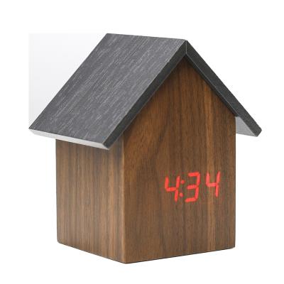 China WC059 Creative Wooden Clock Sale Office Voice Control Gift LED Business Promotional Items for sale