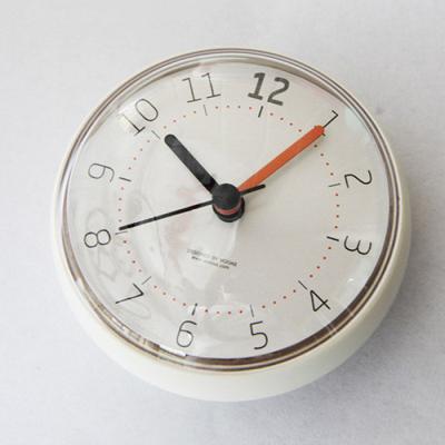 China Minimalist Korea Mini Round Waterproof Silica Gel Bathroom Wall Clock With Suction Cup for sale