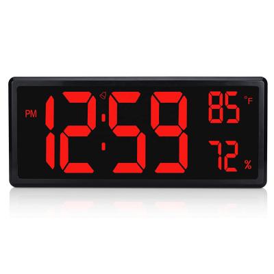 China Calendars Large Digital LED Wall Clock Display with Temperature and Humidity, Auto Dimmer, Fold Stand Plug In for sale