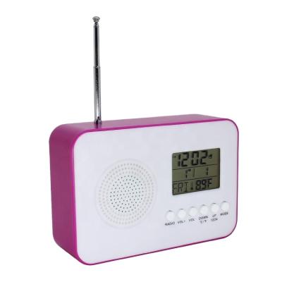 China Retro Radio Portable Bedroom Metal FM Antenna Radio Digital Nap Desktop Alarm Clock for sale