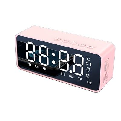 China Antique Factory Style Direct Speaker Mirror LED Cute Portable Alarm Clock With Blue Tooth Speaker FM Radio G50 for sale